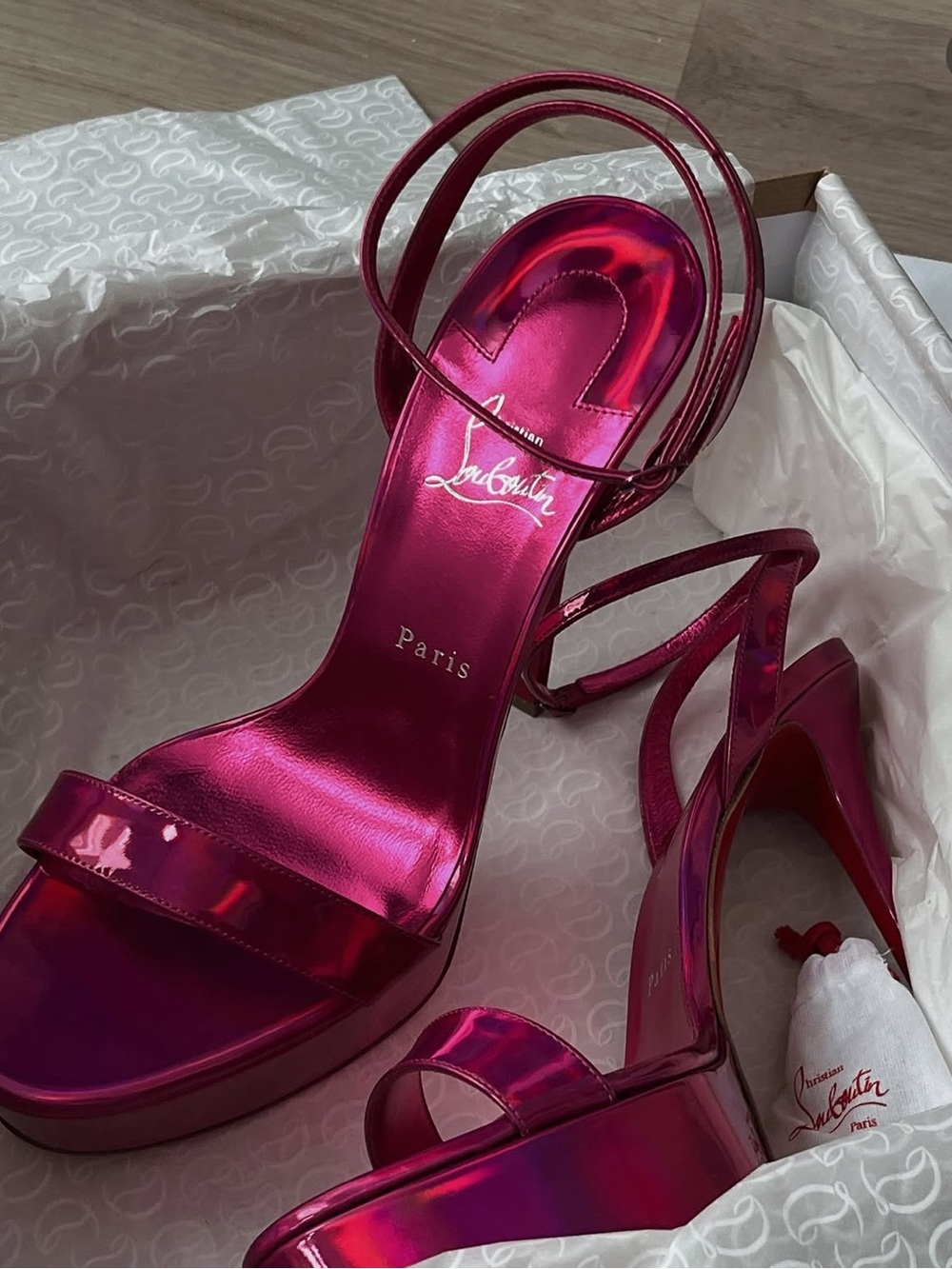 Christian Louboutin Metallic Strappy Platform Heels